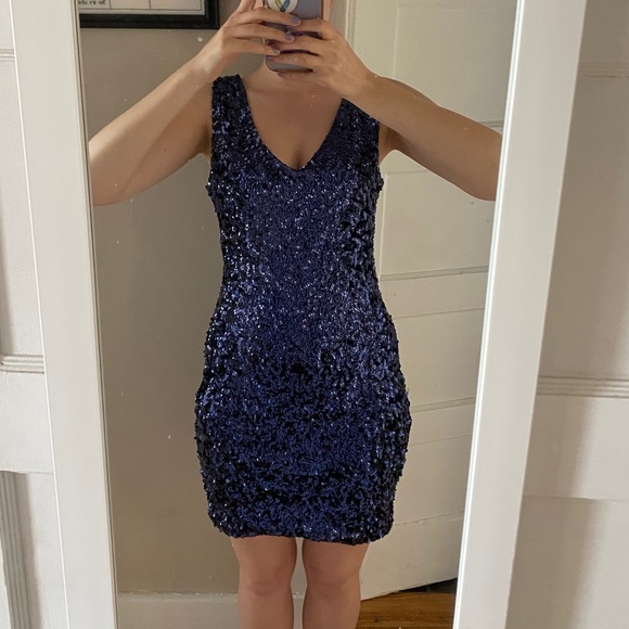 Navy Blue Sequin Dress - Picture 4 of 6